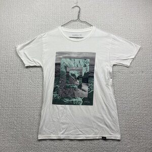 Y2K  Oneill Shirt Men's S White Short Sleeve Surf Beach Graphic Tee Abstract